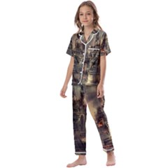 Braunschweig City Lower Saxony Kids  Satin Short Sleeve Pajamas Set by Cemarart