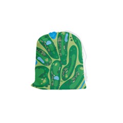 Golf Course Par Golf Course Green Drawstring Pouch (small) by Cemarart