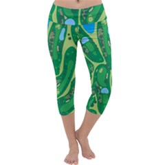 Golf Course Par Golf Course Green Capri Yoga Leggings by Cemarart