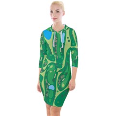 Golf Course Par Golf Course Green Quarter Sleeve Hood Bodycon Dress by Cemarart