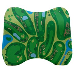 Golf Course Par Golf Course Green Velour Head Support Cushion by Cemarart