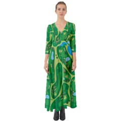 Golf Course Par Golf Course Green Button Up Boho Maxi Dress