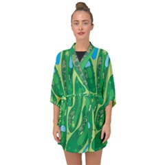 Golf Course Par Golf Course Green Half Sleeve Chiffon Kimono by Cemarart