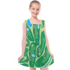 Golf Course Par Golf Course Green Kids  Cross Back Dress by Cemarart