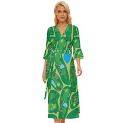 Golf Course Par Golf Course Green Midsummer Wrap Dress by Cemarart