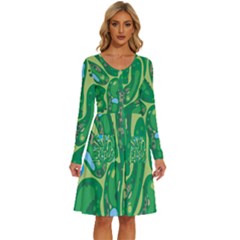 Golf Course Par Golf Course Green Long Sleeve Dress With Pocket by Cemarart