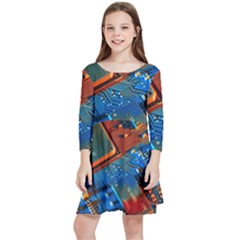 Gray Circuit Board Electronics Electronic Components Microprocessor Kids  Quarter Sleeve Skater Dress by Cemarart