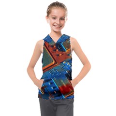 Gray Circuit Board Electronics Electronic Components Microprocessor Kids  Sleeveless Hoodie by Cemarart