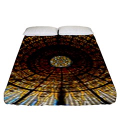 Barcelona Stained Glass Window Fitted Sheet (king Size) by Cemarart