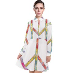 Flourish Decorative Peace Sign Long Sleeve Chiffon Shirt Dress by Cemarart