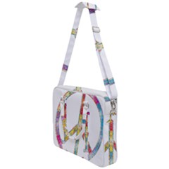 Flourish Decorative Peace Sign Cross Body Office Bag by Cemarart