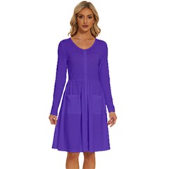 Ultra Violet Purple Long Sleeve Dress With Pocket by bruzer