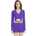 Ultra Violet Purple Velvet Wrap Crop Top and Shorts Set View1