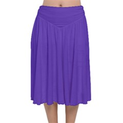 Ultra Violet Purple Velvet Flared Midi Skirt by Patternsandcolors