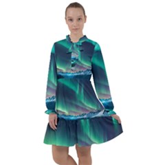 Zig Zag Waves Lines Geometric All Frills Chiffon Dress by Ndabl3x