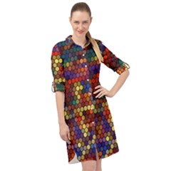 Zig Zag Pattern Geometric Design Long Sleeve Mini Shirt Dress by Ndabl3x