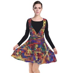 Hexagon Honeycomb Pattern Design Plunge Pinafore Dress by Ndabl3x