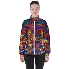 Hexagon Honeycomb Pattern Design Women s High Neck Windbreaker by Ndabl3x