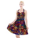 Hexagon Honeycomb Pattern Design Halter Party Swing Dress  View1