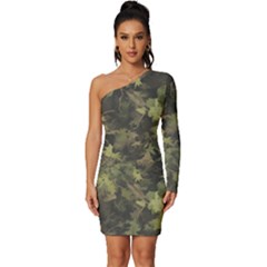 Camouflage Military Long Sleeve One Shoulder Mini Dress by Ndabl3x