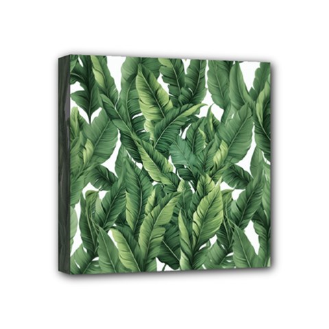 Green Banana Leaves Mini Canvas 4  X 4  (stretched) by goljakoff