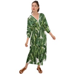 Green Banana Leaves Grecian Style  Maxi Dress by goljakoff