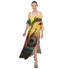 Art Paint Landscape Mountain Maxi Chiffon Cover Up Dress by Cemarart