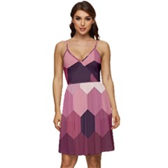 Hexagon Valentine Valentines V-neck Pocket Summer Dress  by Grandong