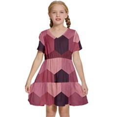 Hexagon Valentine Valentines Kids  Short Sleeve Tiered Mini Dress by Grandong