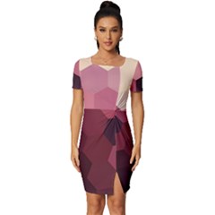 Hexagon Valentine Valentines Fitted Knot Split End Bodycon Dress by Grandong