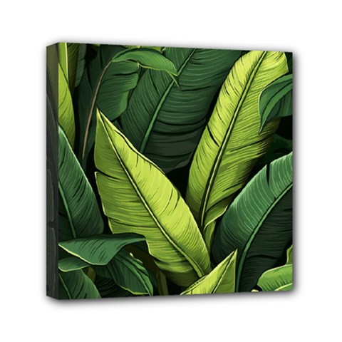 Banana Leaves Pattern Mini Canvas 6  X 6  (stretched) by goljakoff