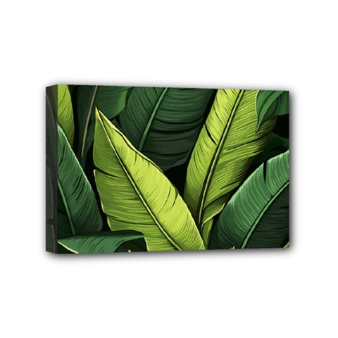 Banana Leaves Pattern Mini Canvas 6  X 4  (stretched) by goljakoff