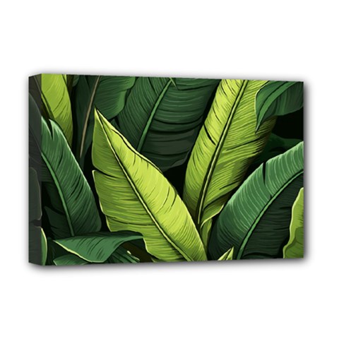 Banana Leaves Pattern Deluxe Canvas 18  X 12  (stretched) by goljakoff