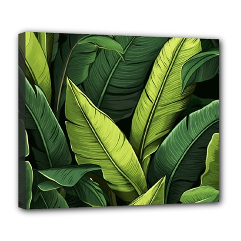 Banana Leaves Pattern Deluxe Canvas 24  X 20  (stretched) by goljakoff