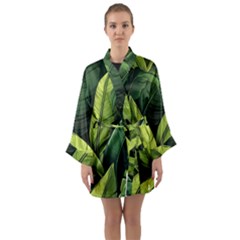 Banana Leaves Pattern Long Sleeve Satin Kimono by goljakoff