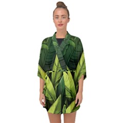 Banana Leaves Pattern Half Sleeve Chiffon Kimono by goljakoff