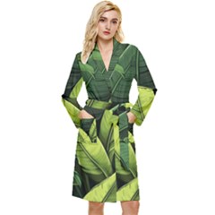 Banana Leaves Pattern Long Sleeve Velvet Robe by goljakoff