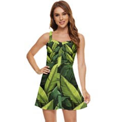 Banana Leaves Pattern Ruffle Edge Bra Cup Chiffon Mini Dress by goljakoff