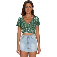 Tropical Leaves V-neck Crop Top by goljakoff