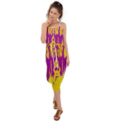 Yellow And Purple In Harmony Waist Tie Cover Up Chiffon Dress by pepitasart