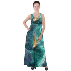 Countryside Landscape Nature Empire Waist Velour Maxi Dress by Cemarart