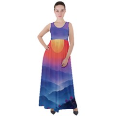 Valley Night Mountains Empire Waist Velour Maxi Dress by Cemarart