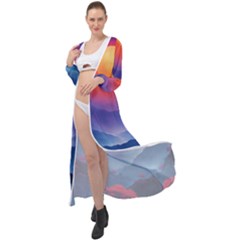 Valley Night Mountains Maxi Chiffon Beach Wrap by Cemarart