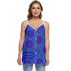 Authentic Aboriginal Art - Rivers Around Us Casual Spaghetti Strap Chiffon Top by hogartharts