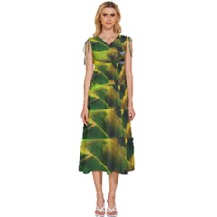 Countryside Landscape Nature V-neck Drawstring Shoulder Sleeveless Maxi Dress by Cemarart