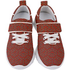 Hexagon Motif Geometric Tribal Style Pattern Kids  Velcro Strap Shoes by dflcprintsclothing