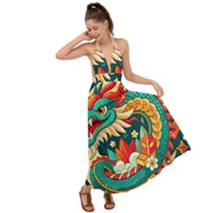 Chinese New Year – Year Of The Dragon Backless Maxi Beach Dress by Valentinaart