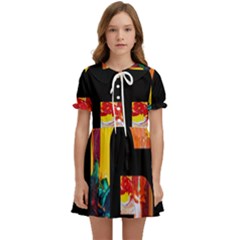 Abstract, Dark Background, Black, Typography,g Kids  Sweet Collar Dress by nateshop