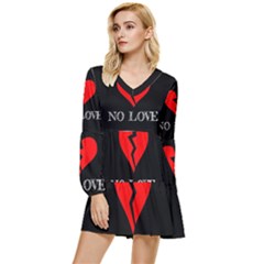 No Love, Broken, Emotional, Heart, Hope Tiered Long Sleeve Mini Dress by nateshop