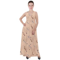 Lines Dots Pattern Abstract Art Empire Waist Velour Maxi Dress by Cemarart